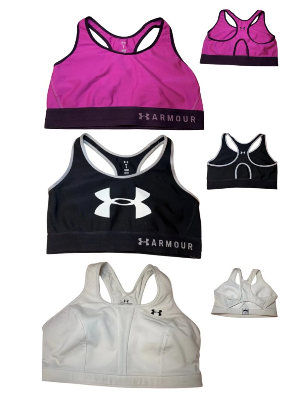 Under Armour Sports Bra Trio Women’s Medium Black, Purple, White Workout Gym Fit